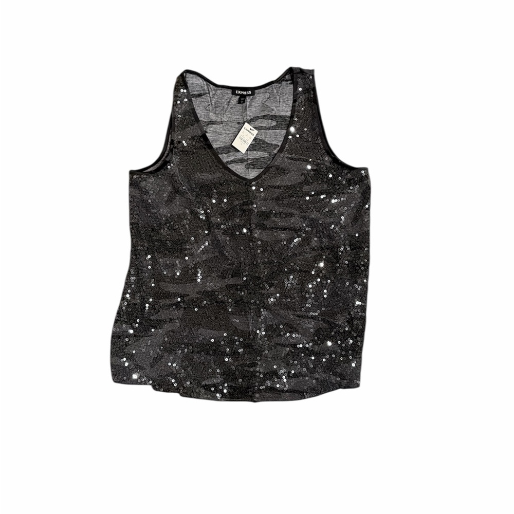 Express Black Sequin / Camo Tank Top